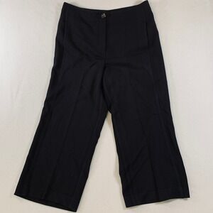 Ann Taylor Women's High-Rise Front Zip Wide Leg Career Dress Crop Pants Black 12